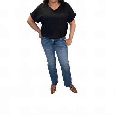 Women's Mid Rise Slim Relaxed Straight Leg Denim Jeans - RISEN