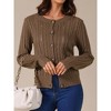 INSPIRE CHIC Women's Open Front Button Down Cable Knit Long Sleeve Fall Cardigan Sweaters Brown X-Large - 2 of 4