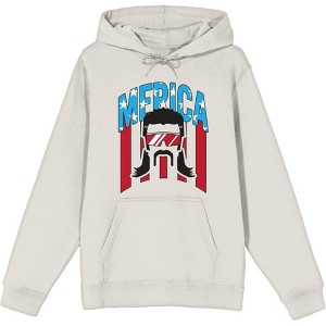 Americana Merica Mustached Man Adult Long Sleeve Hoodie - 1 of 2