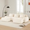 146" Modular Sectional Sofa Flannelette 4-Seater Deep Seat Buckle No Assembly Cream - 2 of 4