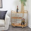 Contemporary Metal and Wood Bar Cart Gold - Olivia & May: No Assembly, 3-Tier, Indoor Use - 2 of 4