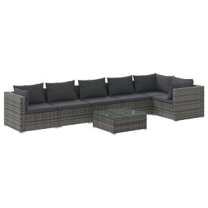 vidaXL Garden Lounge Set Grey PE rattan 7 Piece Set Modular - 1 of 4