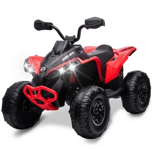 Kids 12V Ride On Electric ATV, Licensed Bombardier BRP Can-Am 4 Wheeler Quad, LED Lights, Music, High/Low Speeds - 1 of 4