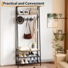 EcoSummer Coat Rack Hall Tree 70×25.2×11.4 Inches Entryway Bench with Shoe Storage, Steel Frame with 5 Hooks, Brown. - 3 of 4