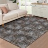 Area Rug Washable Non Slip Low Pile Rug Soft Faux Wool Non Shedding Floor Carpet, Stain Resistant Modern Abstract Rug for Bedroom, Living Room, Green - 3 of 4