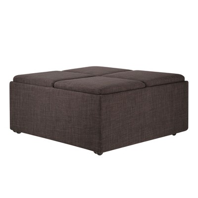 Verone Cocktail Storage Ottoman Chevron Dark Gray - Inspire Q