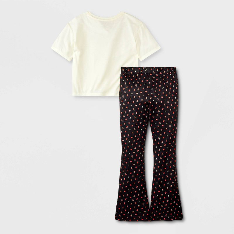 Girls' Short Sleeve Flare Pants Pajama Set - art class™, 3 of 6