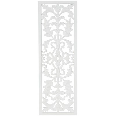 Olivia & May 42"x14" Wood Floral Carved Panel Wall Decor with Scroll ...