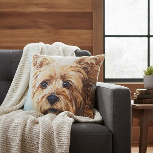 18" Climaweave Pillow – Silky Yorkie Dog Print by Manual Woodworkers and Weavers - 1 of 3