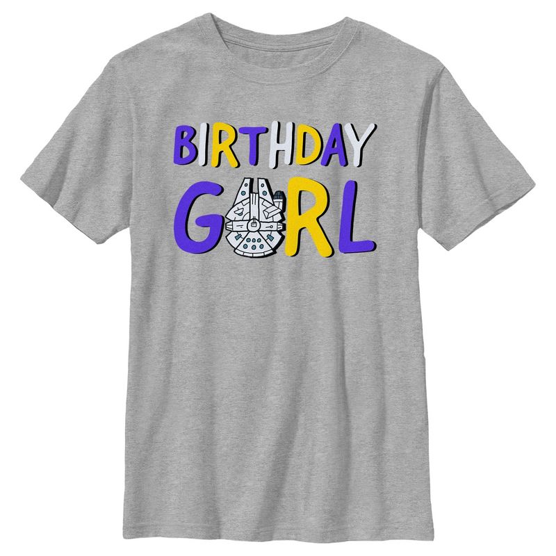 Boy's Star Wars Millennium Falcon Birthday Girl T-Shirt, 1 of 6