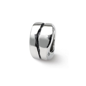 Black Bow Jewelry Sterling Silver Grooved Spacer Bead Charm - 1 of 3