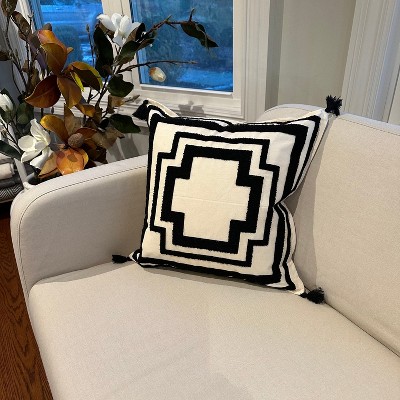 Olive & Linen Geometric Tufted Throw Pillow Cover