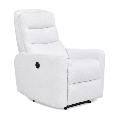 Chiffon White Power Recliner with Boucle Upholstery