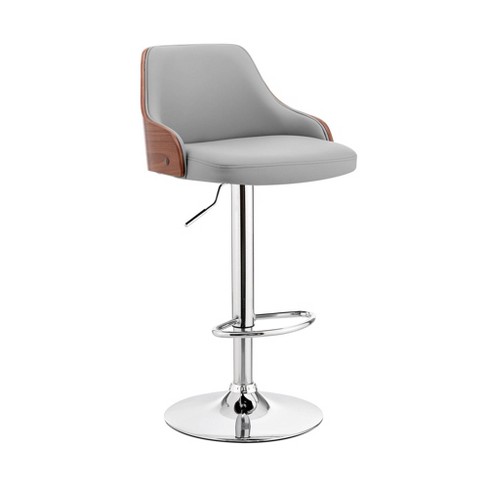 Asher Adjustable Counter Height Barstool With Gray Faux Leather Chrome ...