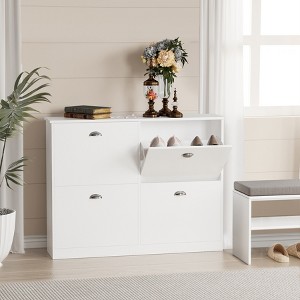 Shoe Cabinet with Hidden Ultra - Slim Narrow Shoe Rack & 4 Drawers, Suitable for Entryway, Hallway - 1 of 4
