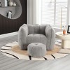 Gray Chenille Bean Bag Chair,Square Bean Bag Sofa with High Resilient Foam for Living Room,Bean Bag with Footstool for Gaming or Reading-Koiai - 2 of 4