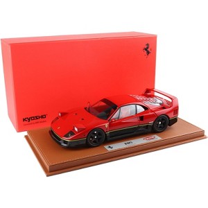 Ferrari F40 Red and Black with Gold Stripes with DISPLAY CASE Limited Edition 1/18 Diecast Model Car by BBR and Kyosho - 1 of 4
