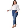 Agnes Orinda Women's Plus Size Button Down Long Sleeve Business Casual Collared One Piece Adult Bodysuits - 3 of 4