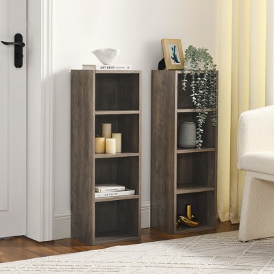 KTMBDW 8-Tier Media Tower Rack, CD DVD Slim Storage Cabinet with Adjustable Shelves, Tall Narrow Bookcase Display Bookshelf for Home Office