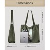 BEAFUP Corduroy Tote Bag: Spacious Vegan Leather Shoulder Bag with Zipper and Pockets for College, Work, and Travel - 3 of 4