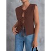Women's Lace-Up Knit Vest Cardigan, Sleeveless V-Neck Sweater Vest with Adjustable Ties for Casual & Layered Outfits - 2 of 4