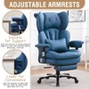 Efomao Big and Tall Office Chair with Footrest - High Back Computer Chair with Adjustable Armrests, Wide Seat Executive Desk Chair, Blue - 3 of 4