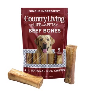Country Living 5”-6” Beef Center Cut Bones for Dogs – 5 Count Bag – All-Natural, Long-Lasting Dog Chews – Single-Ingredient - 1 of 4