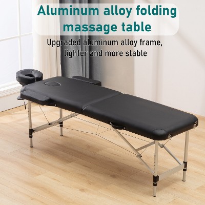 Black Adjustable Aluminum Portable Massage Table with Carry Case