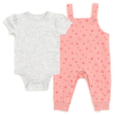 Disney Minnie Mouse Mickey Mouse Winnie the Pooh Eeyore Tigger Piglet Baby Girls Bodysuit and Overall Outfit Set Newborn to Infant