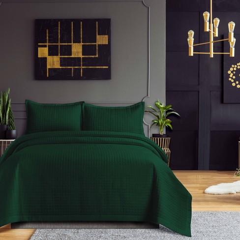King Naples Microfiber Quilt Set, Emerald Green King Bedspread