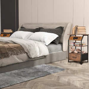 Sevobal Nightstands 1 Set Of Cloth Nightstand With Drawer, Open Compartment, Elegant And Simple Design, No Lamp，Brown, 15.36"*11.73"*25.2" - 1 of 4