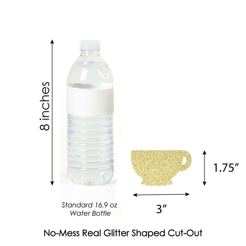 Big Dot of Happiness Gold Glitter Tea Cup - No-Mess Real Gold Glitter Cut-Outs - Garden Tea Party Confetti - Set of 24, 3 of 7