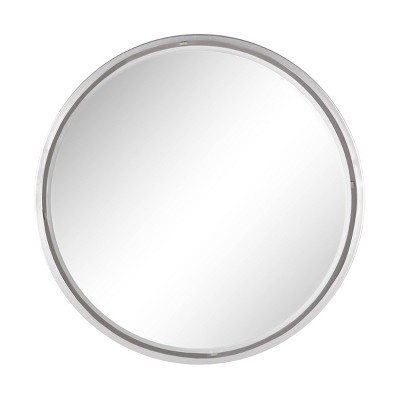 Contemporary Metal Round Decorative Wall Mirror Silver - Olivia & May