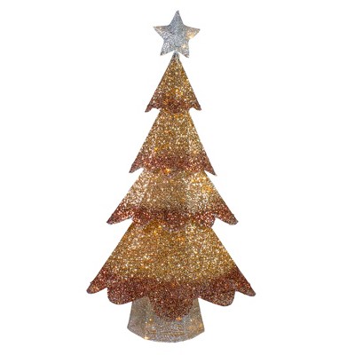 Northlight 46-Inch LED Lighted Bronze Gold Mesh Christmas Tree Outdoor Decoration