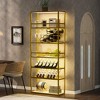 Wine Bottle Holder With Light Strips, Modern Freestanding 6 Tier Farmhouse Floor Liquor Stand With Glass Holder - 2 of 4