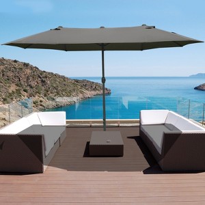 XIYUYEU 15 ft Patio Shade with Base, Sun Protection and Easy-Crank Handle, Suitable for Patios, Swimming Pools - 1 of 4