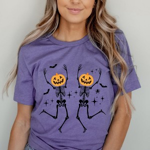 Simply Sage Market Women's Pumpkin Skeleton Short Sleeve Graphic Tee - 1 of 4