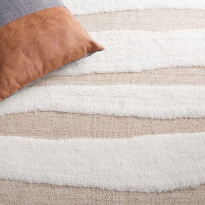 Ivory Beige Hand-Knotted Wool Shag Area Rug 4' x 6'