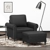 vidaXL Sofa Chair with Footstool Black 23.6" Faux Leather - 2 of 4