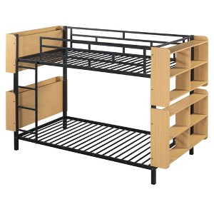 NicBex Twin Over Twin Bunk Bed with Guardrail and Headboard and Footshelvs,Loft Bed with Ladder and Converts to 2 Beds,Bunk Beds for Bedroom - 1 of 4