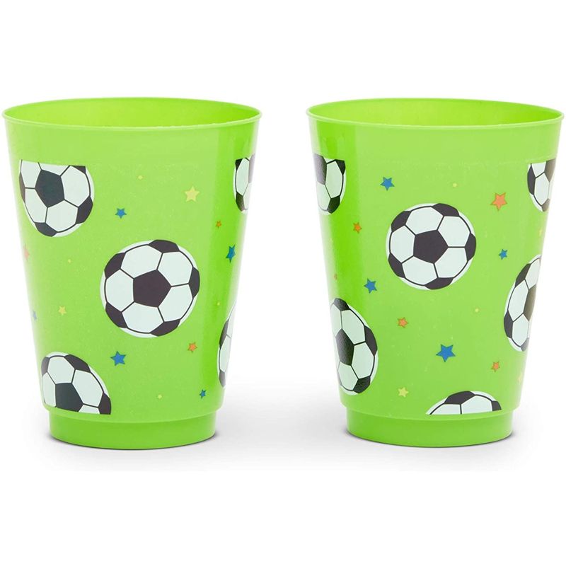 Blue Panda 16 Packs Soccer Ball Themed Reusable Plastic Cups for Kids Birthday Party Parties Supplies, Green, 4 of 7