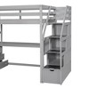 PAGED Full Size Loft Bed Wooden Bed Frame with Desk, Open Shelves, 2 Drawers and Storage Stairs for Bedroom - 4 of 4