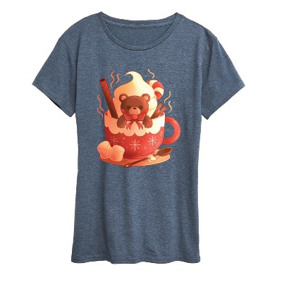 Women's - Instant Message - Holiday Bear Cocoa Mug Short Sleeve Graphic T-Shirt