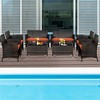Tangkula 8PCS Patio Rattan Conversation Furniture Set Outdoor w/ Orange Cushion - 3 of 4