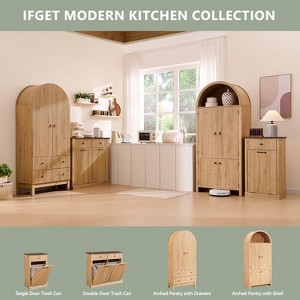 Tilt-Out Trash Cabinet, Hidden Trash Can with 20 Gallon Storage, Wooden Hidden Garbage Can Cabinet with 2 Drawers for Kitchen & Living Room - 1 of 4