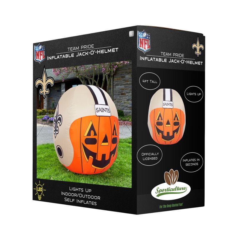NFL New Orleans Saints Inflatable Jack O' Helmet, 4 ft Tall, Orange, 2 of 6