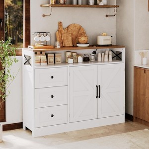 GustoWave 51" Large Sideboard with Drawers and Outlets, Shelf Door - 1 of 4