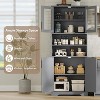 Tall Bathroom Cabinet, Freestanding Storage Cabinet with Glass Doors and Adjustable Shelves, Modern Cupboard for Kitchen, Pantry, Living Room - 3 of 4