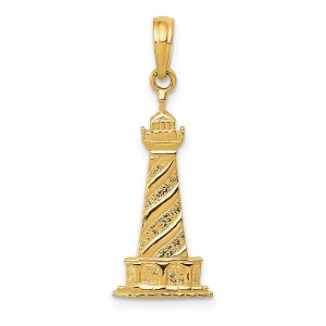 Black Bow Jewelry 14k Yellow Gold Diagonal Stripe Lighthouse Pendant - 1 of 4