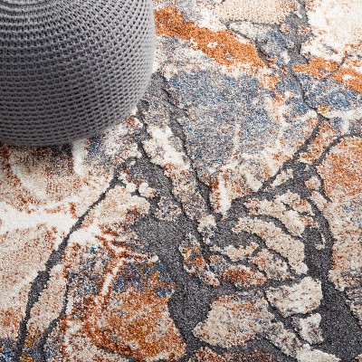 Cyrus Gray and Rust Abstract Shag Area Rug